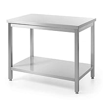 Central arbejdsbord, heavy duty med hylde, 600 mm dyb, Kitchen Line, 1400x600x(H)850mm