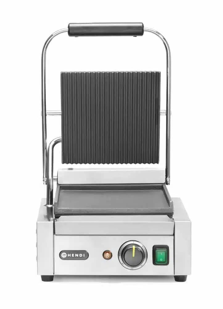 Enkelt kontaktgrill med rillet top og glat bund, 230v/1800w