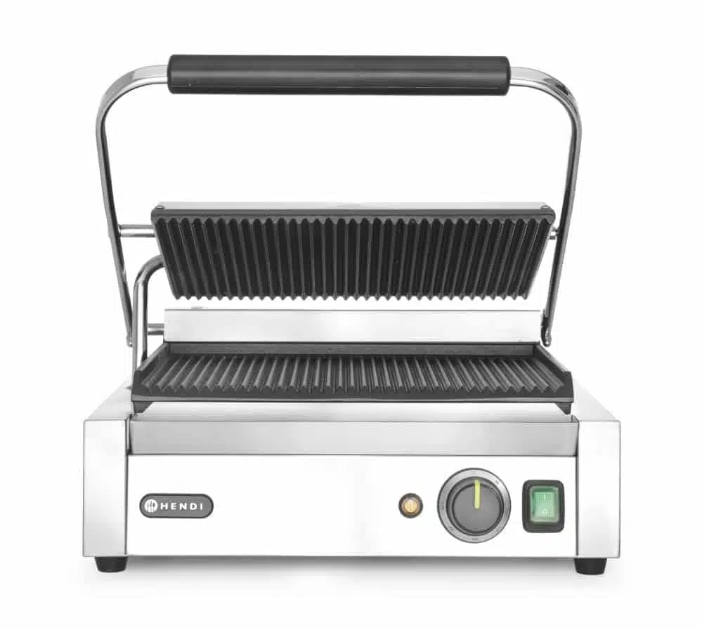 Panini kontaktgrill med rillet over- og underflade, 2200w