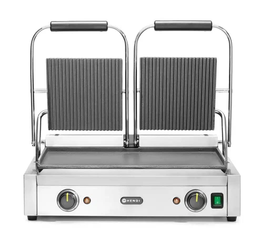 Dobbelt kontaktgrill med rillet top og glat bund, 230v/3600w