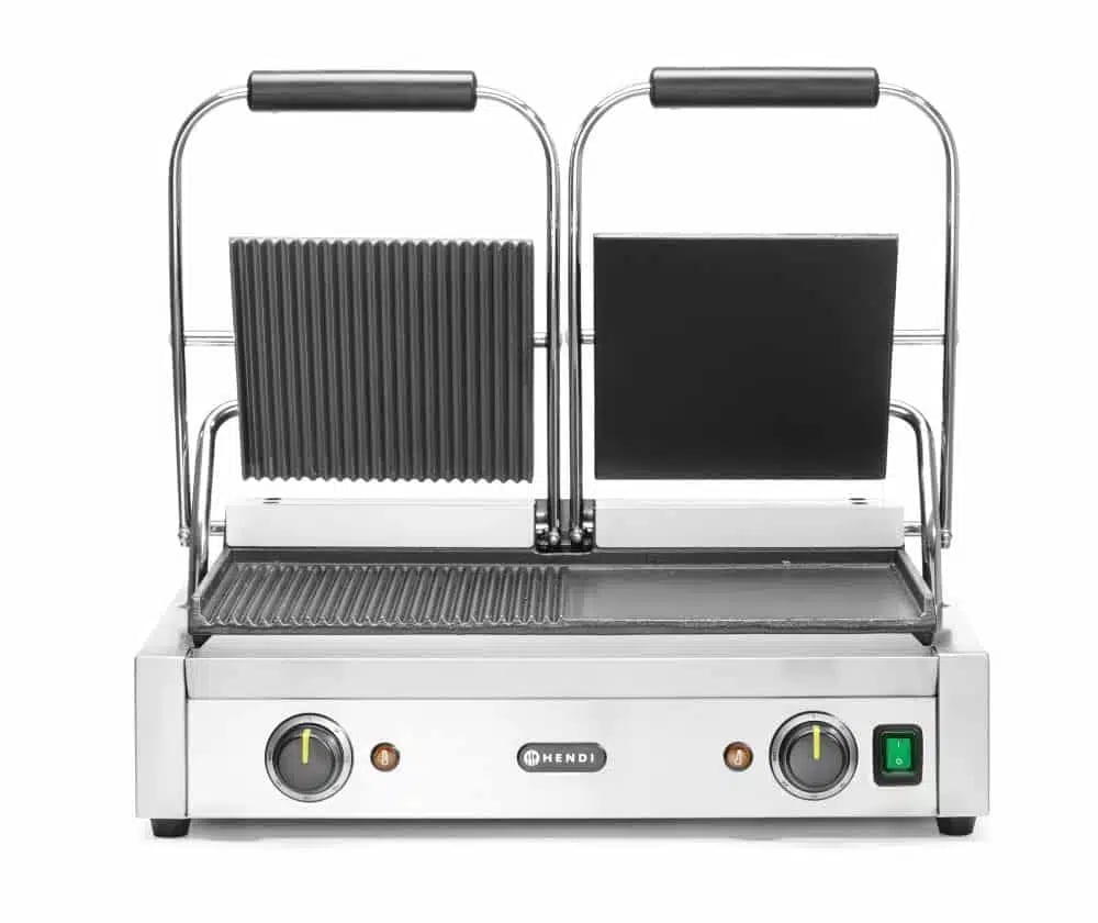 Dobbelt kontaktgrill, halvglatt, halvribbet, 230v/3600w