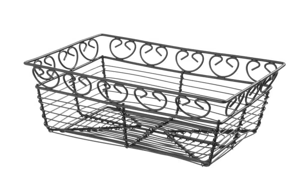 Dekorativ rektangulær kurv med kant, mat sort, 230x150x80mm
