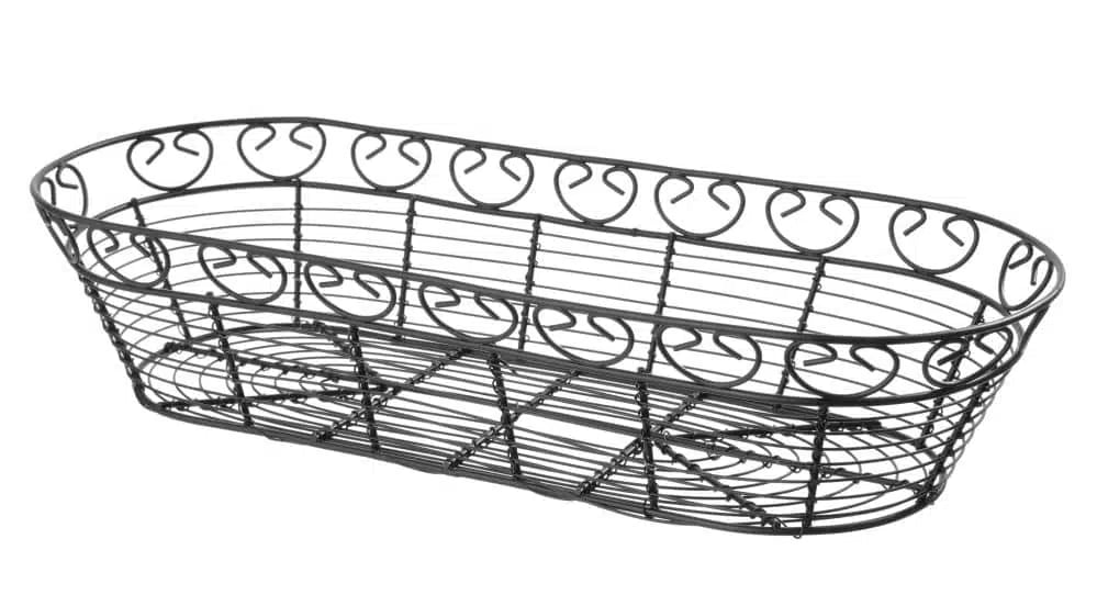 Dekorativ aflang kurv med håndtag, 385x160x80mm