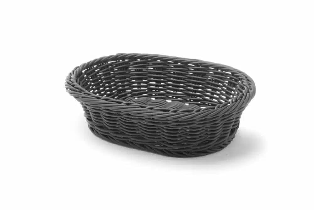 Sort oval brødkurv, 250x190x65mm