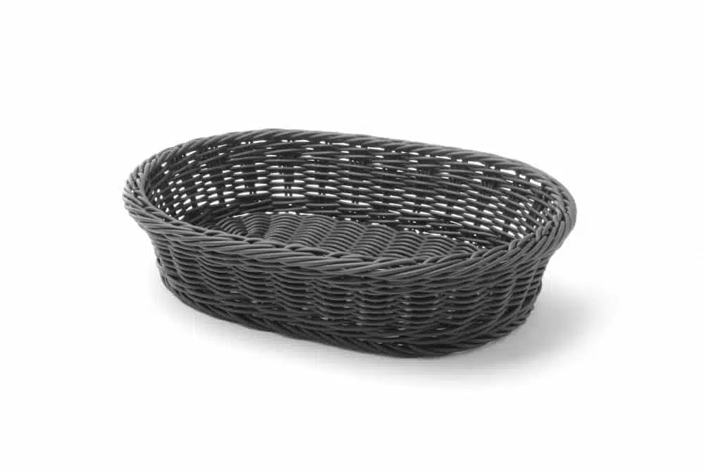 Sort oval brødkurv, 320x230x70mm