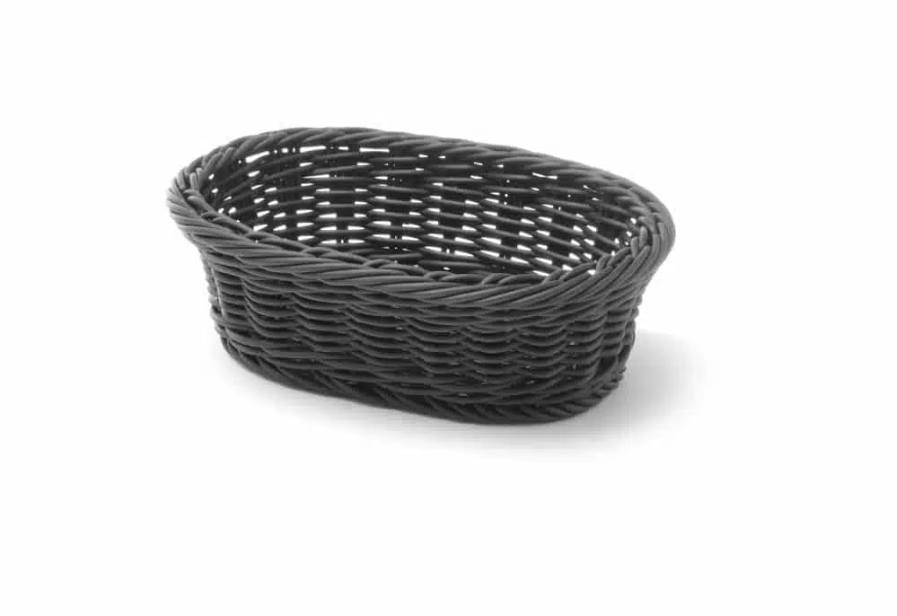 Sort oval brødkurv, 190x120x60mm