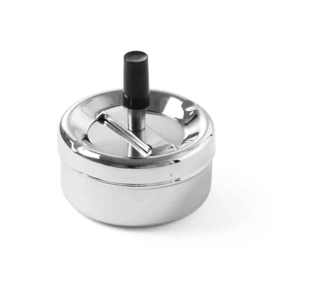 Robust askebæger med trykknap, ø90x(h)45mm, nem at tømme og montere