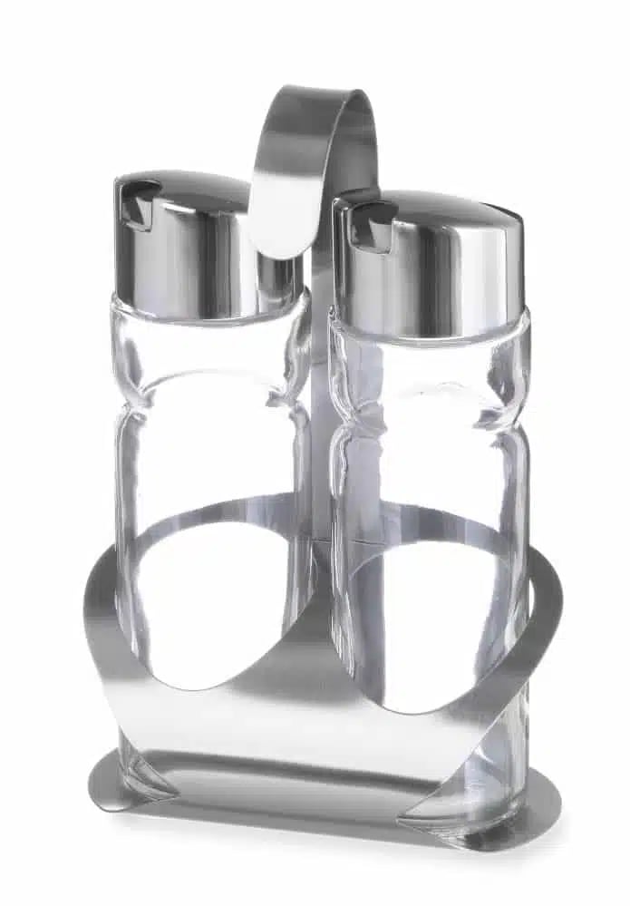 Krydderisæt, 4 dele – salt, peber, olie, eddike, 0,15l, mat finish