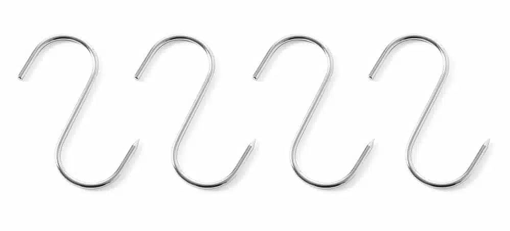 Slagterkroge i aluminium – sæt med 4 stk., 150x6mm.