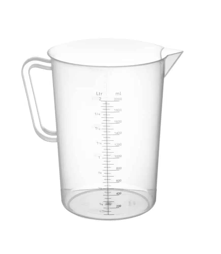 Målebæger i polypropylen, 2L, ø140x(H)215mm, med graduering