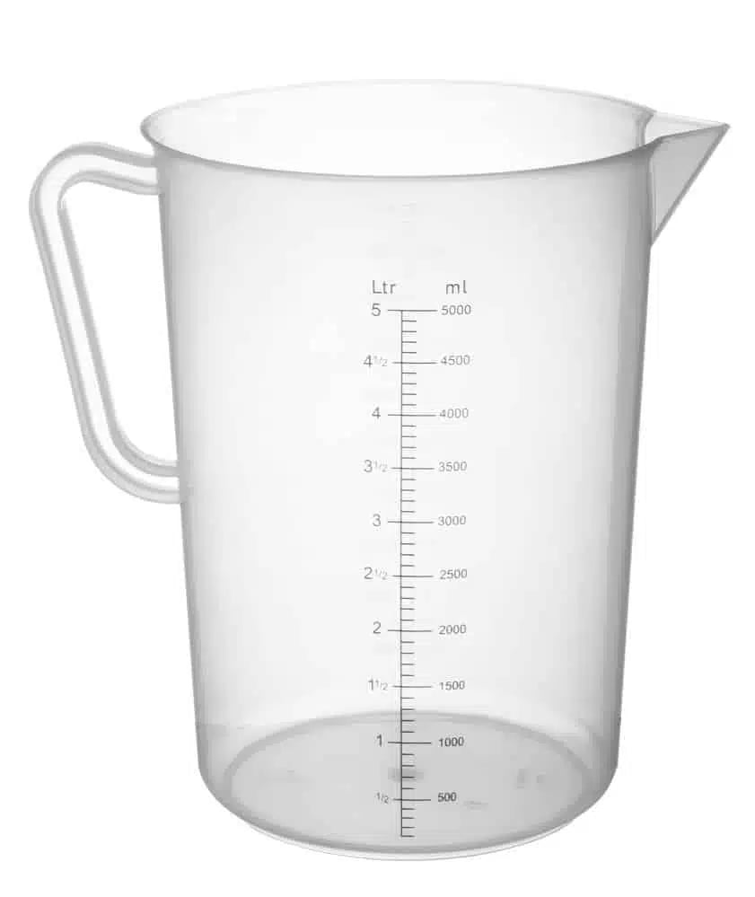 Målebæger i polypropylen, 5L, ø190x(H)270mm, med graduering, 1 stk.