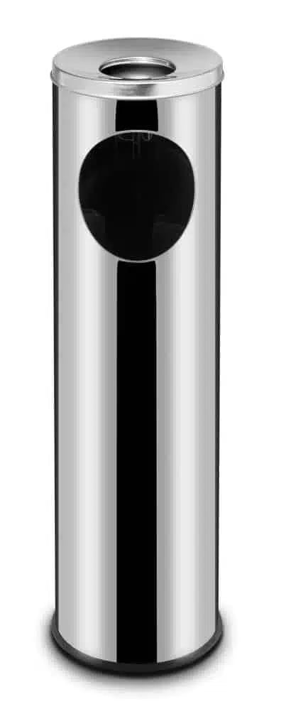 Stående affaldsspand med askebæger, 15 l, rustfrit stål