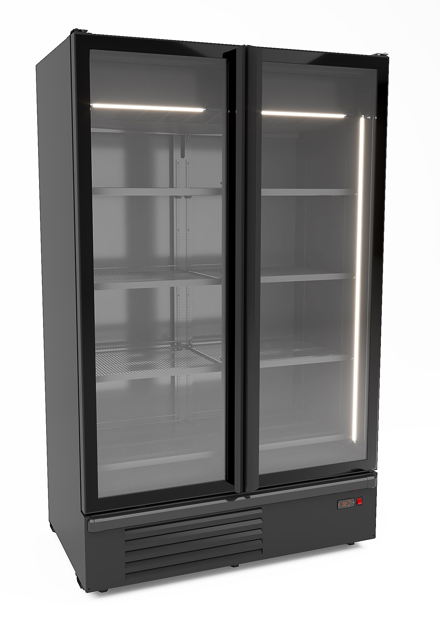Combisteel – KØLESKAB 2 GLASDØRE SORT 1200L