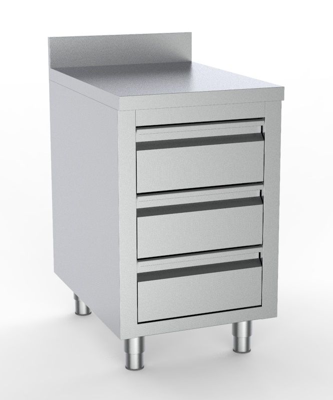 Combisteel – 700 ARBEJDSBORD MED 3 SKABE MED OPSTAND 500