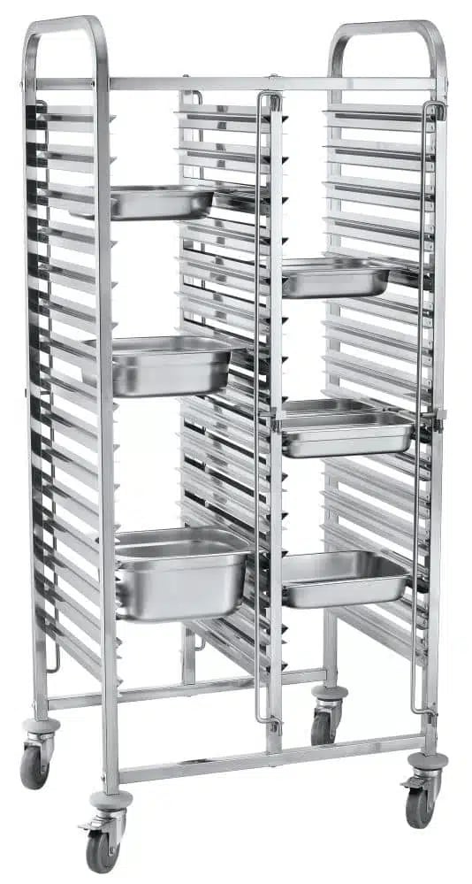 Dobbelt serveringsvogn – 30 x GN 1/1, 740x550x(H)1730mm, 150 kg kapacitet