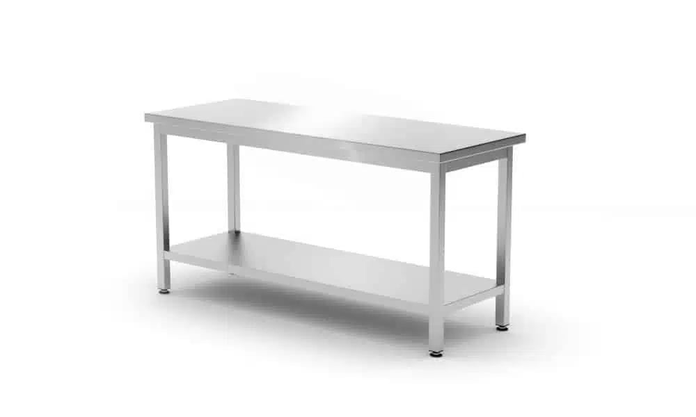 Central arbejdsbord i heavy duty med hylde, 600 mm dyb, Kitchen Line, 1600x600x(H)850mm