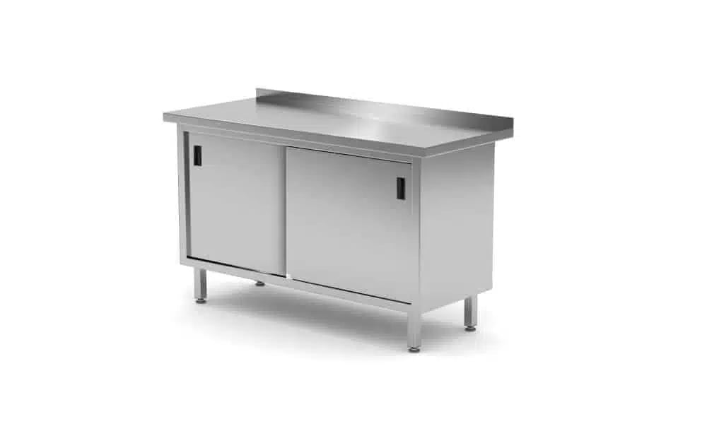 Vægmonteret arbejdsbordsskab med skydedøre – svejset, Profi Line, 1400x600x(H)850mm