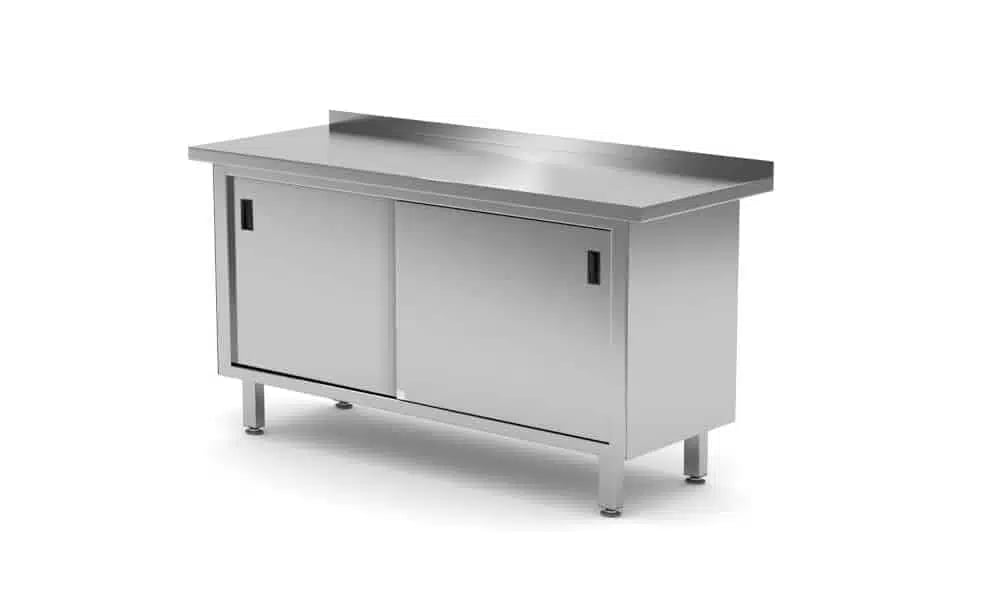 Vægmonteret arbejdsbordsskab med skydedøre – svejset, Profi Line, 1600x600x(H)850mm