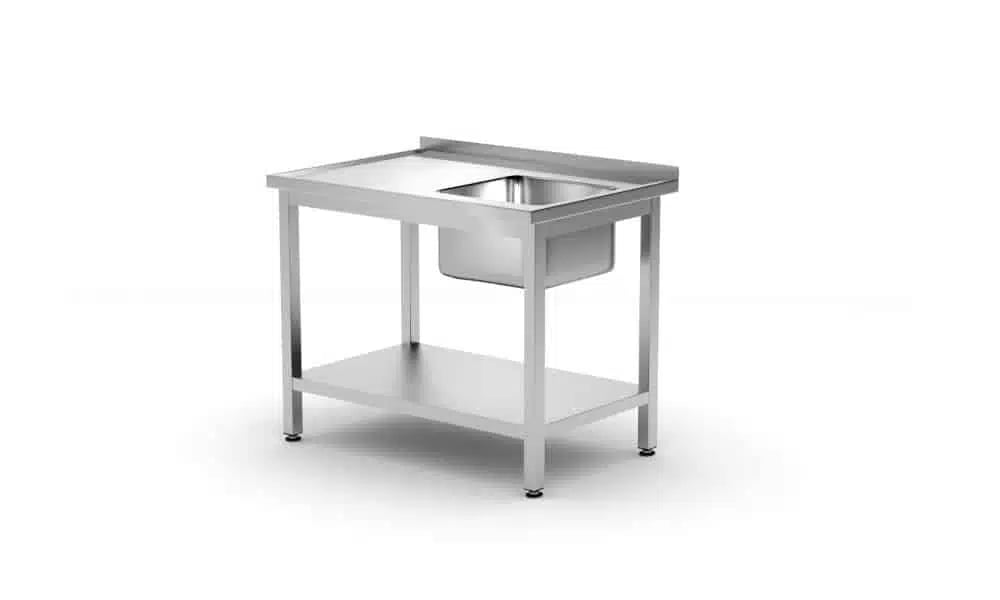 Enkeltvask bord med hylde, Køkkenlinje, Højre, 1000x700x(H)850mm, stk.