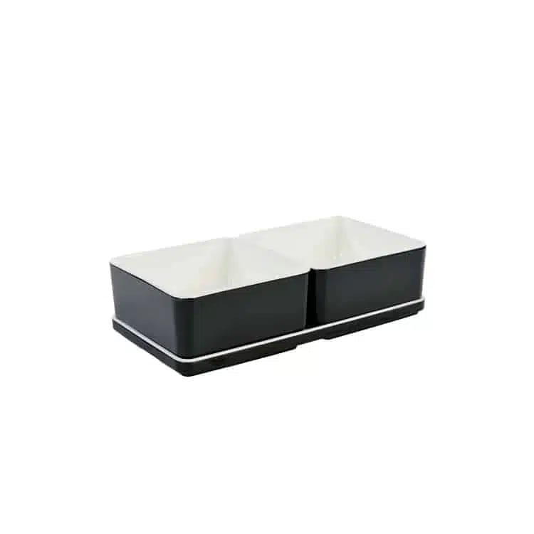 Cube organizer sæt 01: Består af skål/bakke nr. (4) + 2stk.(1) – 21 x 10.5 x H5.5 cm  | Black. Champagne. Grey