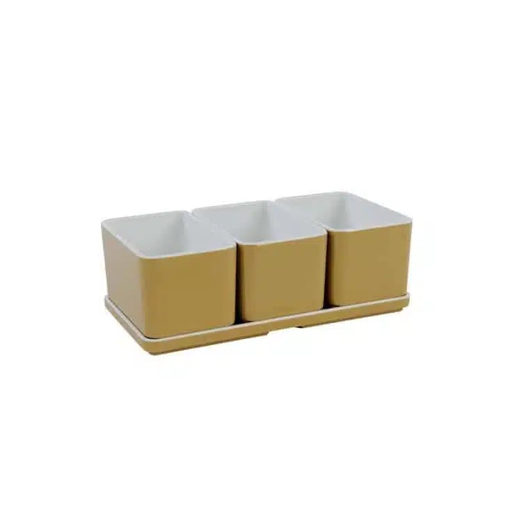 Cube organizer sæt 02: Består af skål/bakke nr. (4) + 3stk.(5) – 21 x 10.5 x H7.2 cm  | Black. Champagne. Grey