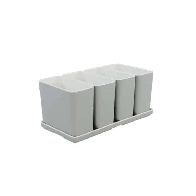 Cube organizer sæt 03: Består af skål/bakke nr. (4) + 4stk.(3) – 21 x 10.5 x H9.3 cm | Black. Champagne. Grey