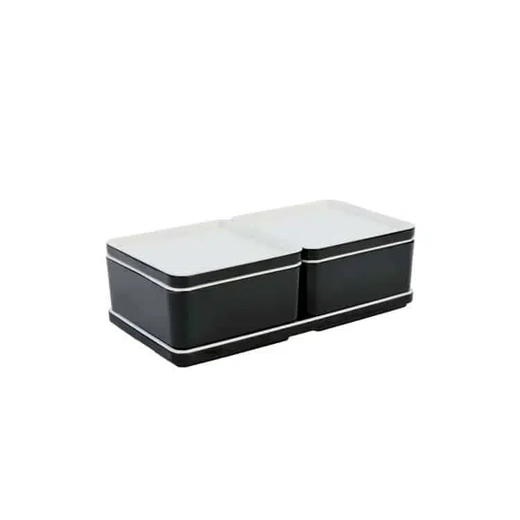 Cube organizer sæt 04: Består af skål/bakke nr. (4) + 2stk.(1) + 2stk.(2) – 21 x 10.5 x H6.4 cm | Black. Champagne. Grey