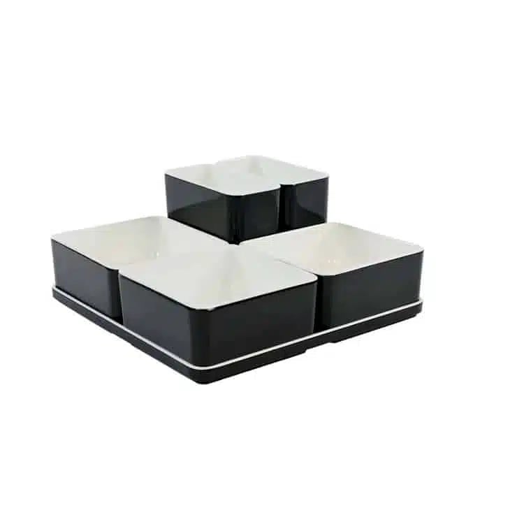 Cube organizer sæt 16: Består af skål/bakke nr. (6) + 3stk.(1) + 2stk.(3) – 21 x 21 x H9.3 cm | Black. Champagne. Grey