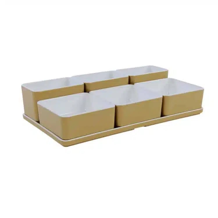 Cube organizer sæt 21: Består af skål/bakke nr. (8) + 3stk.(1) + 3stk.(3) – 31.7 x 17.5 x H7.2 cm | Black. Champagne. Grey