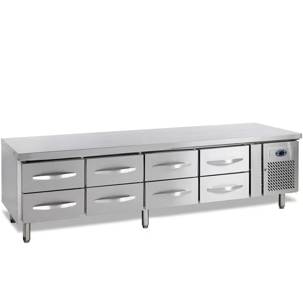UC5480 Rustfrit Kølebord med 8 GN1/1 Skuffer, 350L