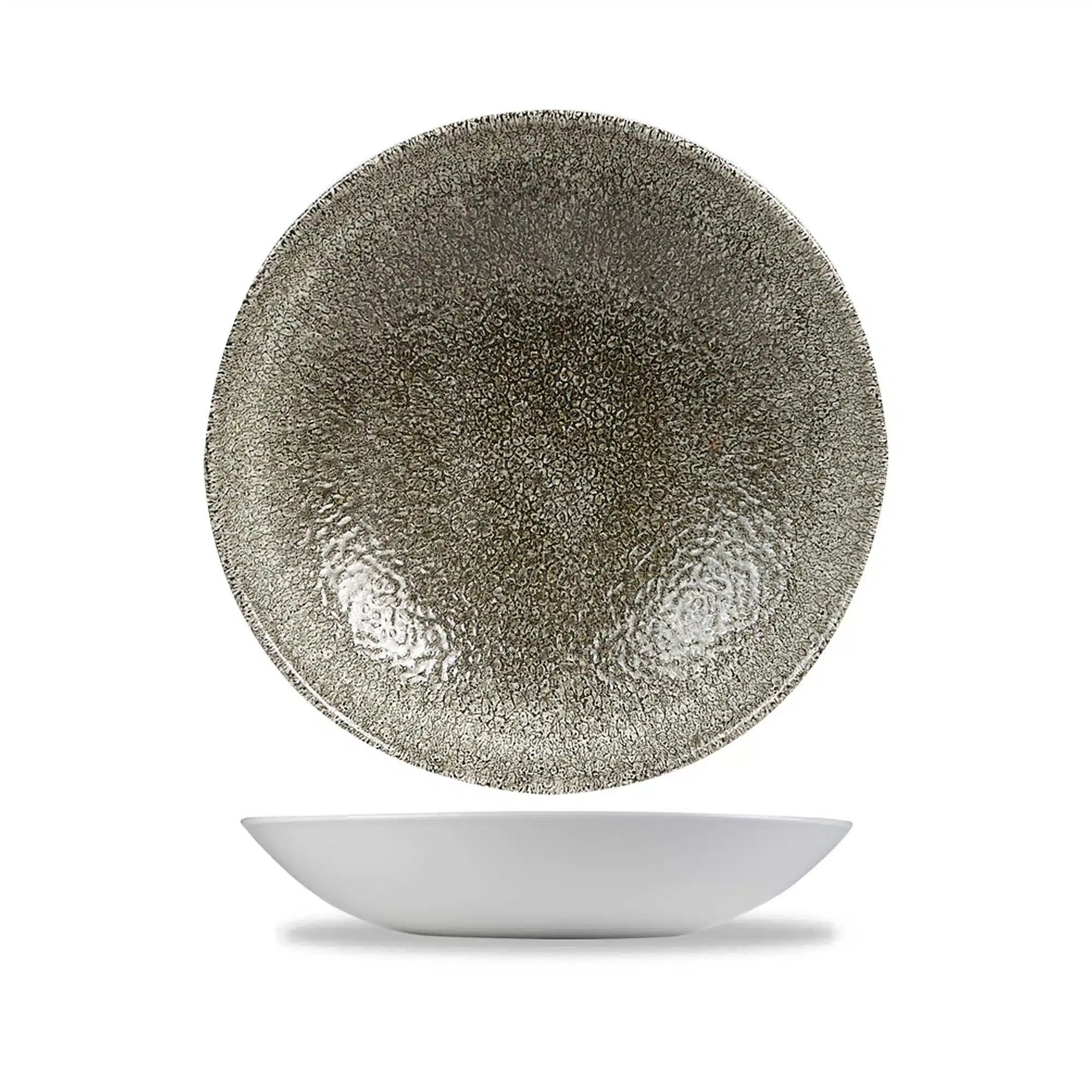 Raku Quartz Sort coupe skål, 182mm
