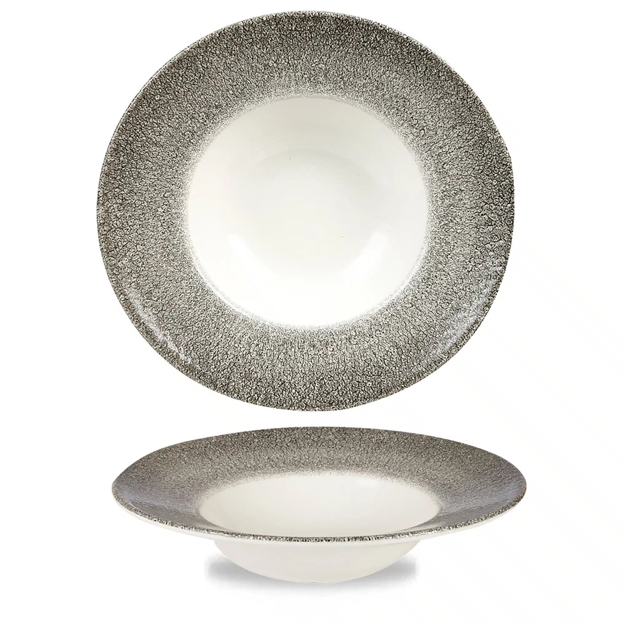 Raku Quartz Sort Profil bred kant skål, 280mm