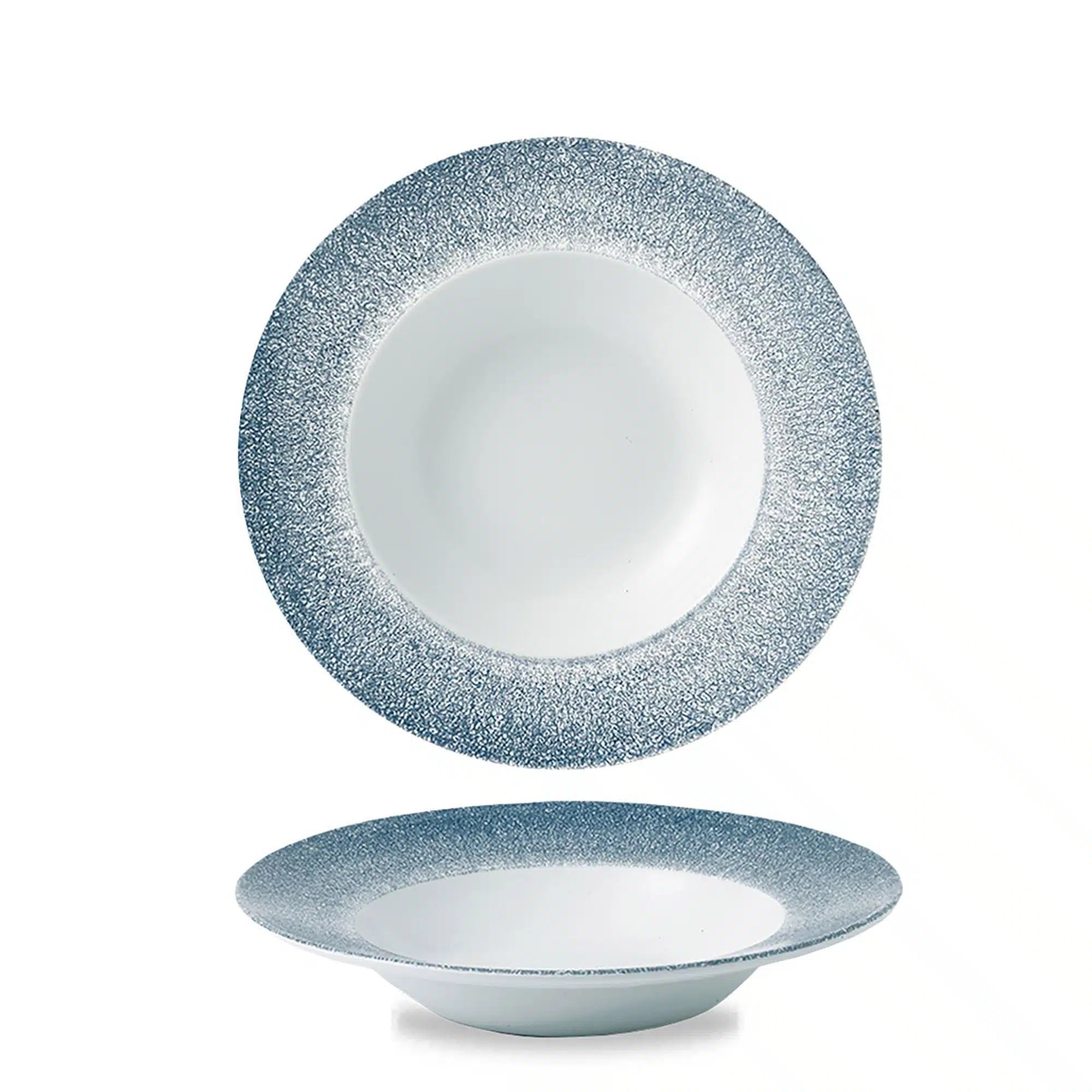 Raku Topaz Blue Profil bred kant skål, 240mm