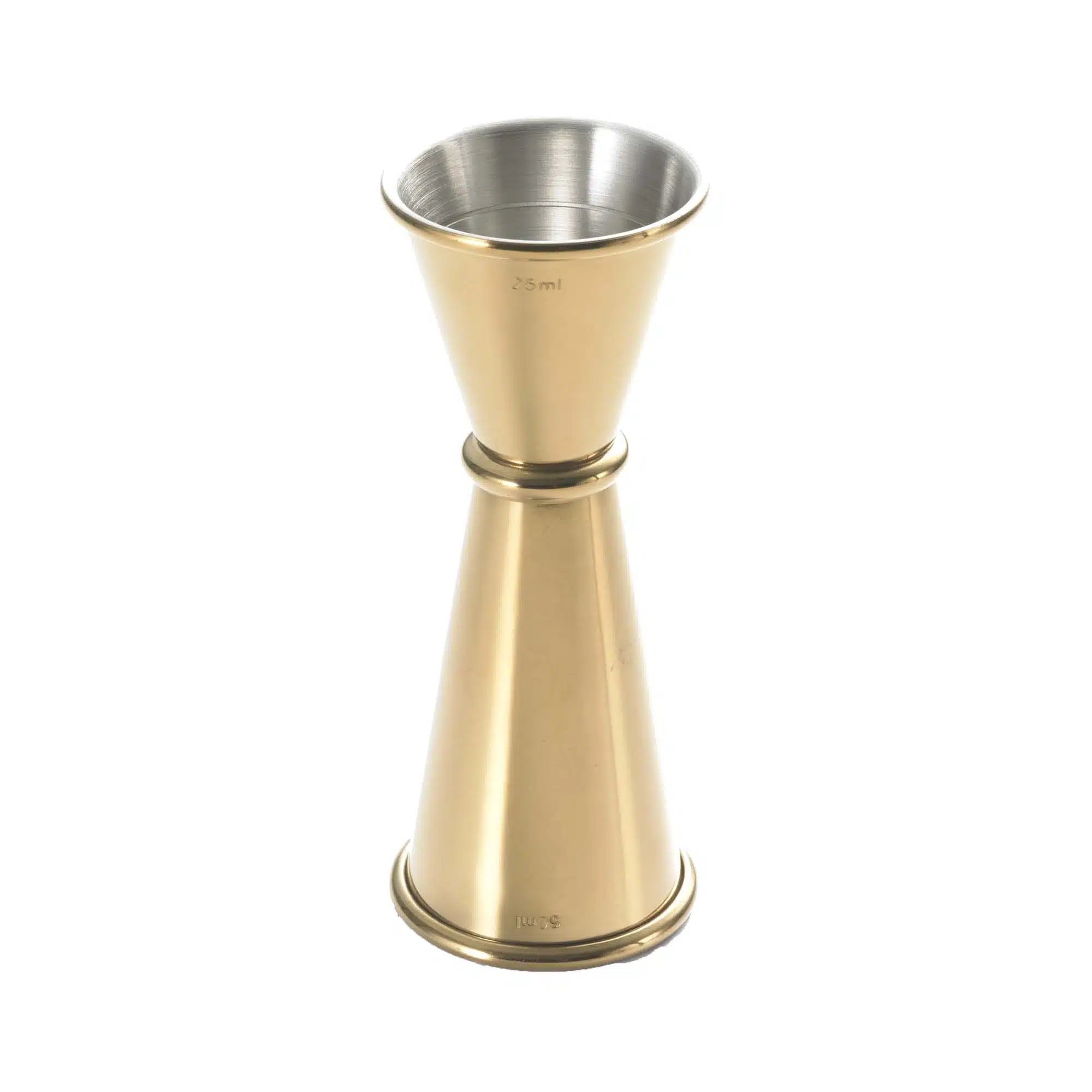 25 ml. x 50 ml. Japansk stil jigger, guld tallerken