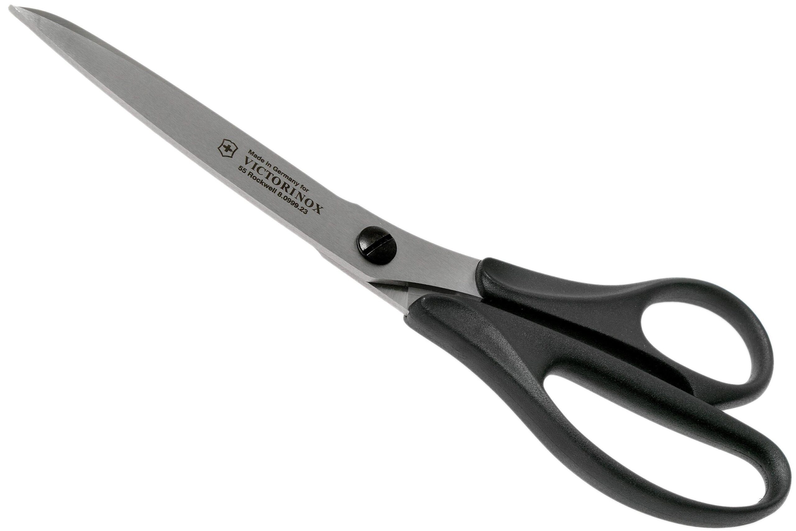 Husholdnings saks stor Victorinox set forfra med 93 mm stålblad og sort polyamid-håndtag.