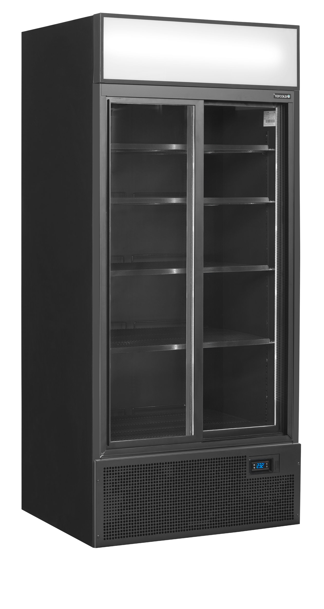 FSC891SBlack Sort 2-dørs displaykøler med lystop