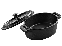 Mini kasserolle m. låg 125×93 mm støbejern
