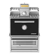 Josper HJX-PRO-S80-W kulfyret grillovn med varmerist og sort låge, set forfra