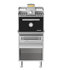 Josper HJX-PRO-S80-WT trækulsgrillovn med varmerist og underbord, set forfra