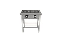 Norqi – PIN kogebord 2 zoner firkantet 260×260 3,5kW side-by-side, PIN