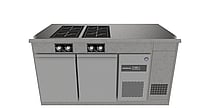 Norqi – Køl- og kogebord, CHILL+COOK 4-zone pro-induktion 900mm · 2 + 3 skuffer, PIN
