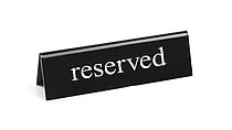 Reserveret bord skilt, sort-hvid, trykt på begge sider, 130x30x38mm