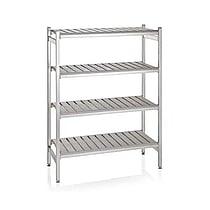Reolsystem, Alu/PE, 4 hylder, 126,5x54x170cm