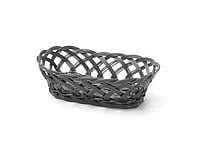 Sorte ovale kurve med flettede sider, 225x130x55mm, lavet af polypropylen