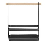 Sort bord caddy med træhåndtag, 230x100x240mm, mat finish