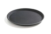 Sort rundt non-slip polyester bakke, ø500x(h)22mm.