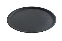 Sort rundt non-slip polyester bakke, ø400x(h)22mm.