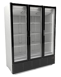 Combisteel – KØLESKAB MED 3 GLASDØRE – HVID 9002