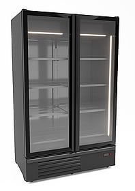 Combisteel – KØLESKAB 2 GLASDØRE SORT 1200L