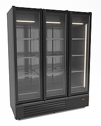 Combisteel – KØLESKAB 3 GLASDØRE SORT 1555L